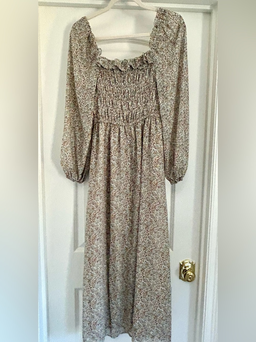Bohme Floral Smocked Long Sleeve Maxi Dress